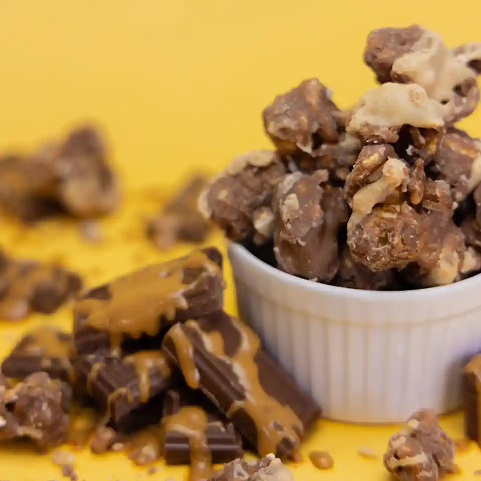 Chocolate Peanut Butter Drizzle Popcorn